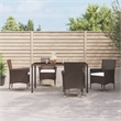 vidaXL Patio Dining Set in Brown Poly Rattan 5 Piece Set - Set of 4