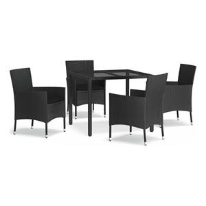 vidaXL Patio Dining Set in Black - Set of 4