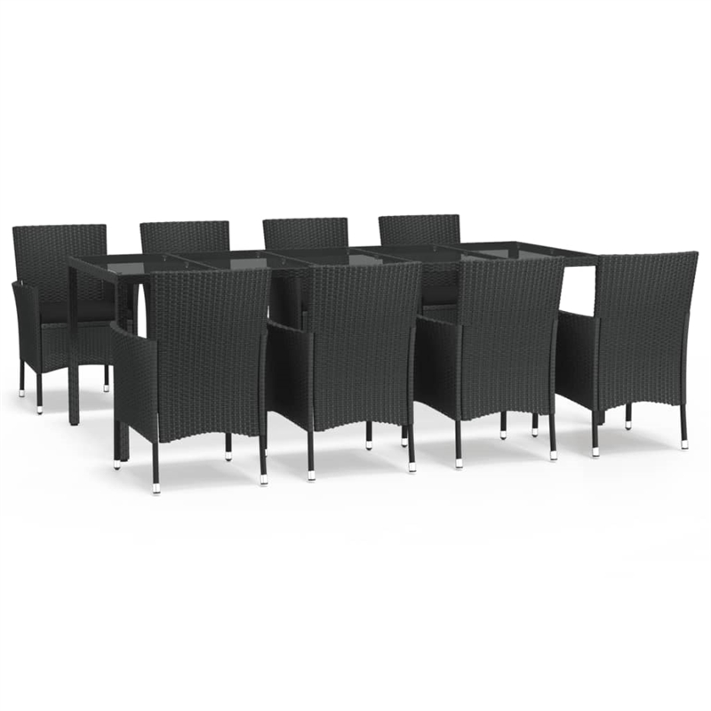 vidaXL 9 Piece Patio Dining Set in Black