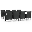 vidaXL 9 Piece Patio Dining Set in Black