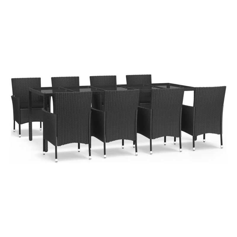 vidaXL 9 Piece Patio Dining Set in Black