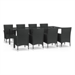 vidaXL 9 Piece Patio Dining Set in Black