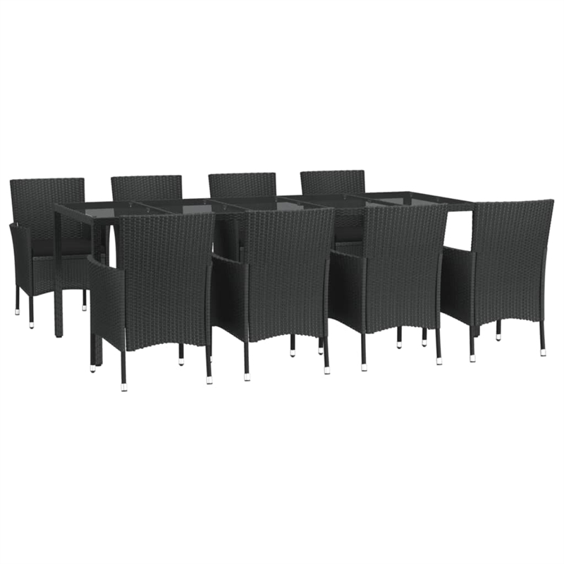 vidaXL 9 Piece Patio Dining Set in Black