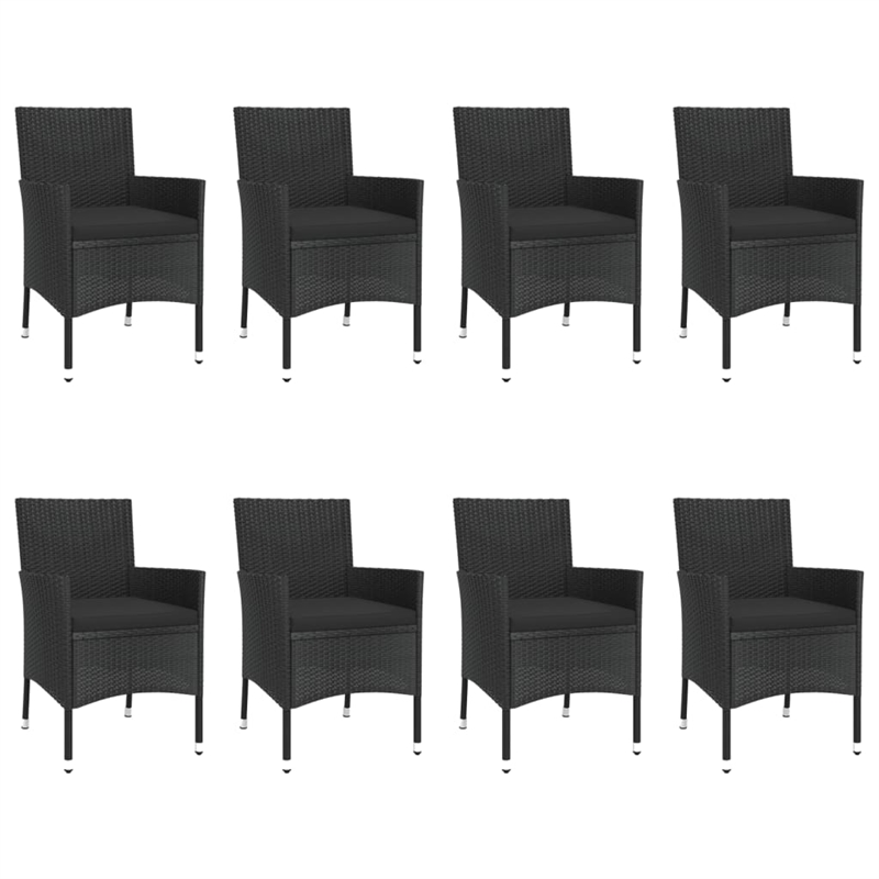vidaXL 9 Piece Patio Dining Set in Black