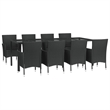 vidaXL 9 Piece Patio Dining Set in Black
