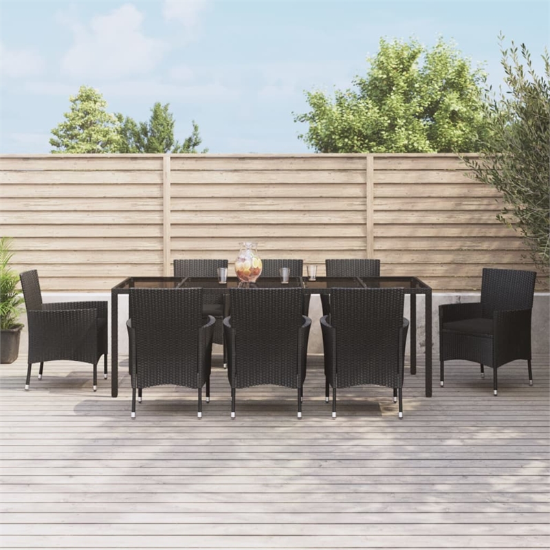 vidaXL 9 Piece Patio Dining Set in Black