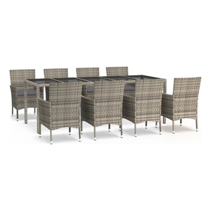 vidaXL 9 Piece Patio Dining Set in Gray