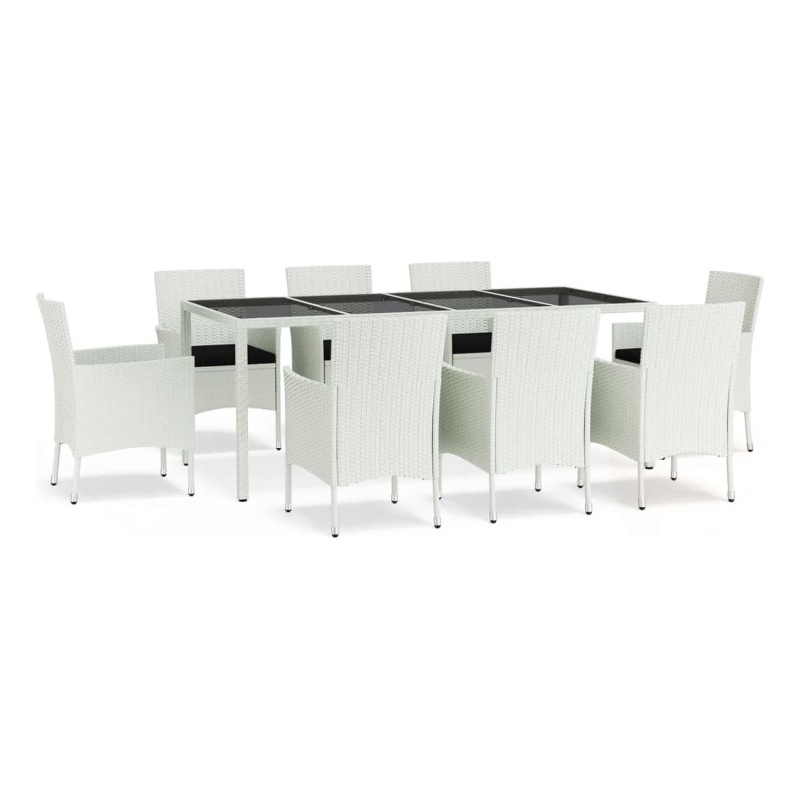 vidaXL 9 Piece Patio Dining Set White/Black