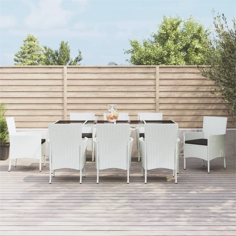 vidaXL 9 Piece Patio Dining Set White/Black