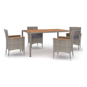 vidaXL PE Rattan Medium Patio Dining Set in Gray - Set of 4