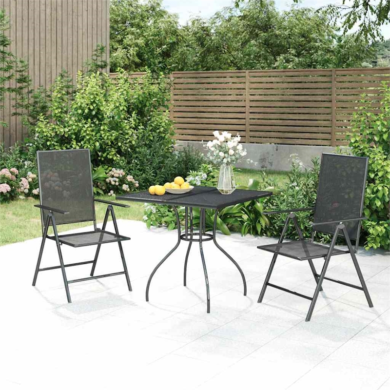 vidaXL Steel Medium Foldable Garden Dining Set in Anthracite/Gray
