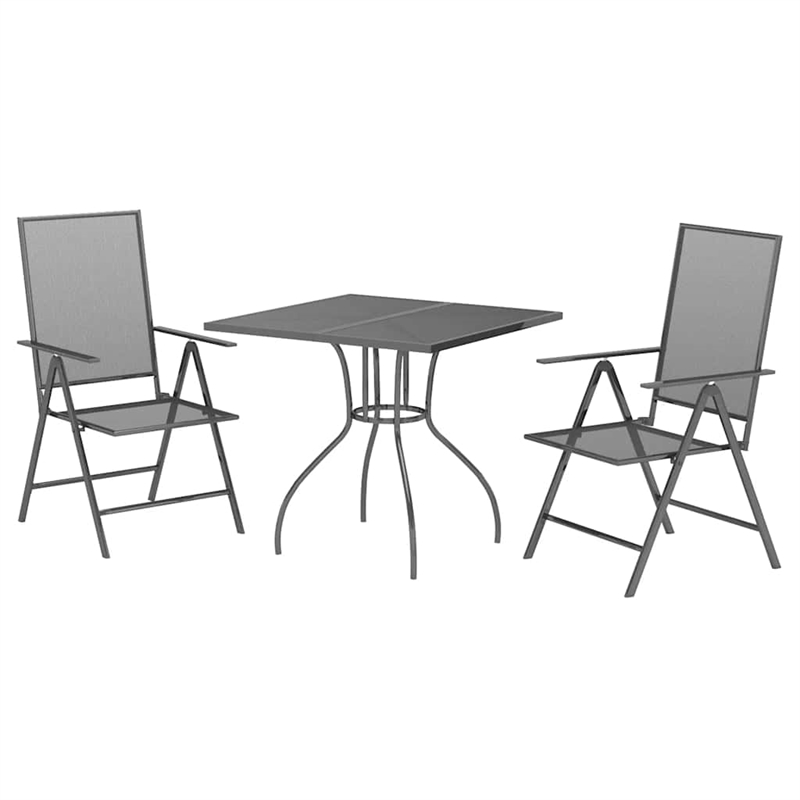 vidaXL Steel Medium Foldable Garden Dining Set in Anthracite/Gray