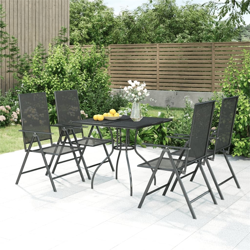 vidaXL Steel Medium Foldable Garden Dining Set in Anthracite/Gray