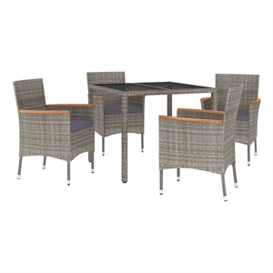 vidaXL Patio Dining Set in Gray - Set of 4