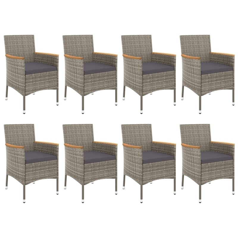 vidaXL 9 Piece Poly Rattan Patio Dining Set in Gray