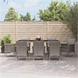 vidaXL 9 Piece Poly Rattan Patio Dining Set in Gray