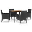 vidaXL Patio Dining Set in Black - Set of 4