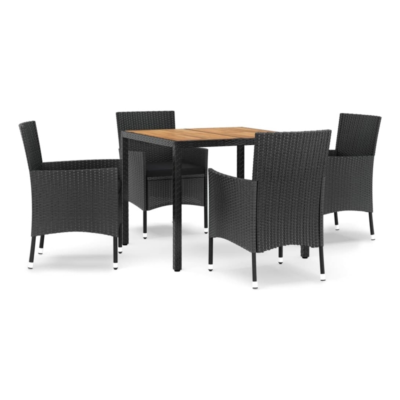 vidaXL Patio Dining Set in Black - Set of 4