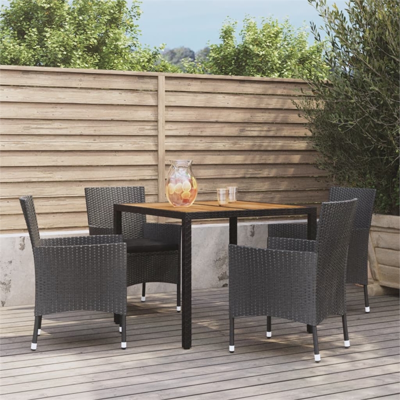vidaXL Patio Dining Set in Black - Set of 4