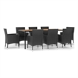vidaXL 9 Piece Patio Dining Set in Black