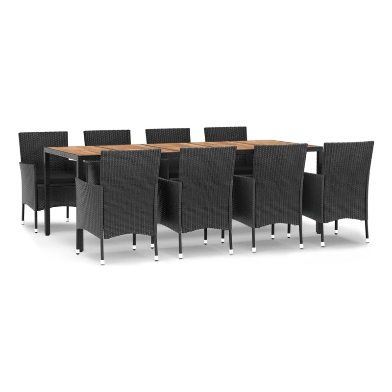 vidaXL 9 Piece Patio Dining Set in Black