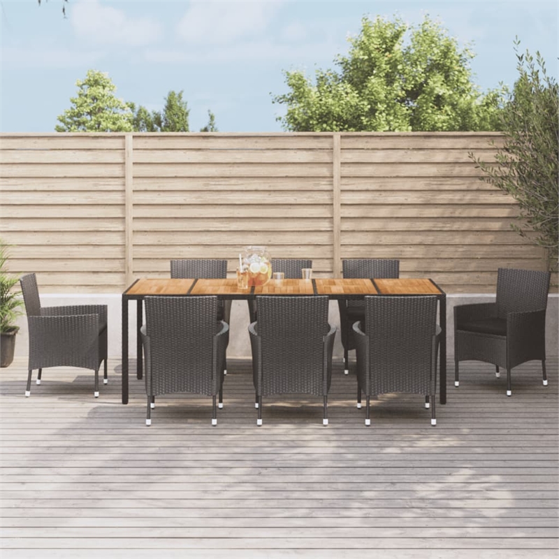 vidaXL 9 Piece Patio Dining Set in Black