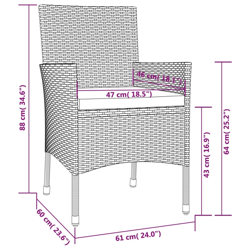 vidaXL 9 Piece Patio Dining Set in Black