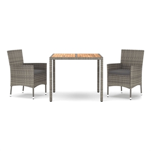 vidaXL 3 Piece Garden Dining Set in Gray