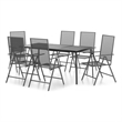vidaXL Steel 7-Piece Set Garden Dining Set in Anthracite/Gray