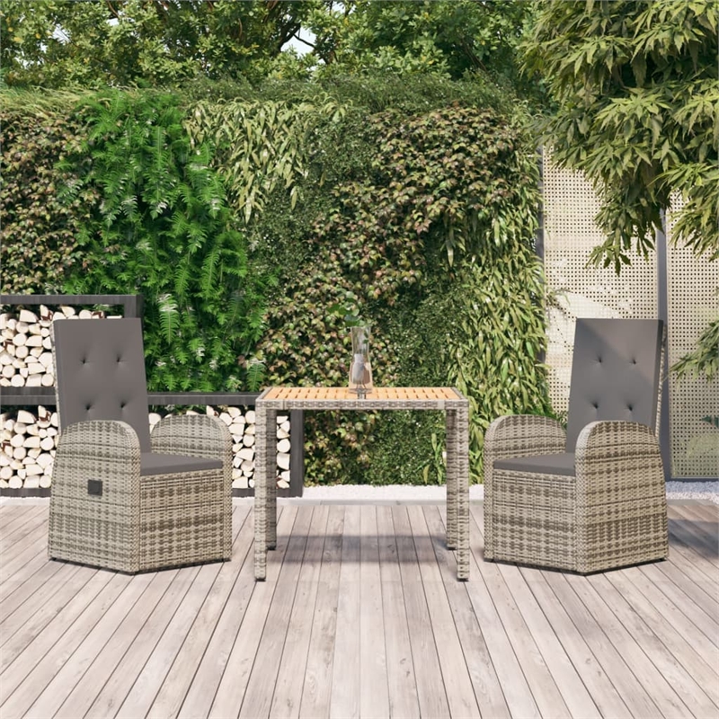 vidaXL Poly Rattan Garden Dining Set in Grey