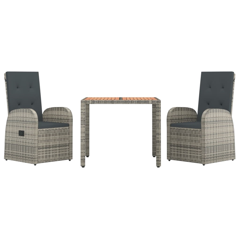 vidaXL Poly Rattan Garden Dining Set in Grey