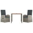 vidaXL Poly Rattan Garden Dining Set in Grey