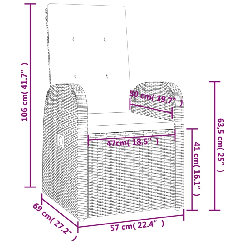 vidaXL Poly Rattan Garden Dining Set in Grey