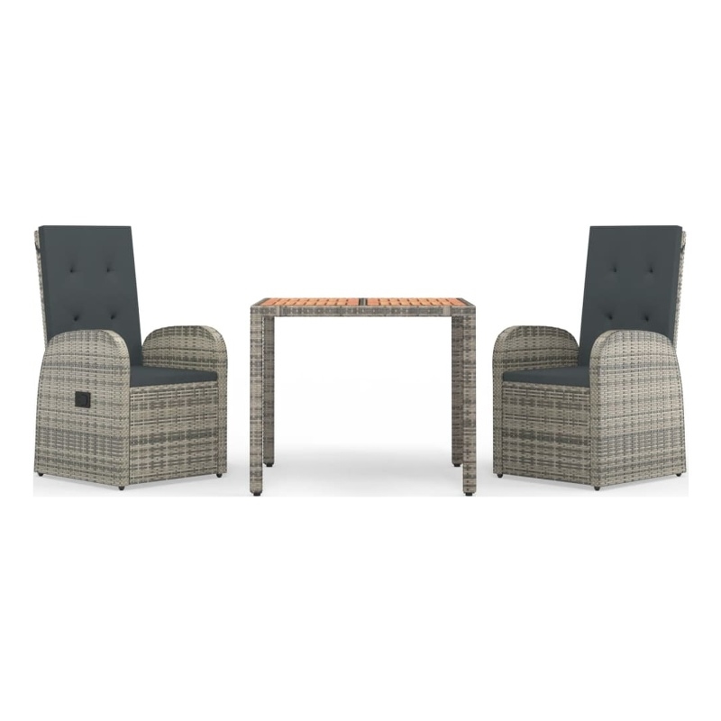 vidaXL Poly Rattan Garden Dining Set in Grey