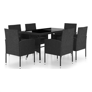 vidaXL PE Rattan Garden Dining Set in Black