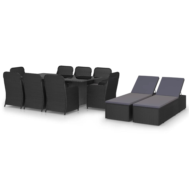 vidaXL PE Rattan & Powder-Coated Steel Dining Set in Black