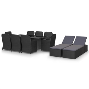 vidaXL PE Rattan & Powder-Coated Steel Dining Set in Black