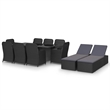 vidaXL PE Rattan & Powder-Coated Steel Dining Set in Black