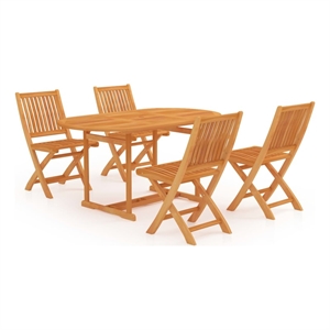 vidaXL Teak Wood Medium Foldable Garden Dining Set in Warm Brown