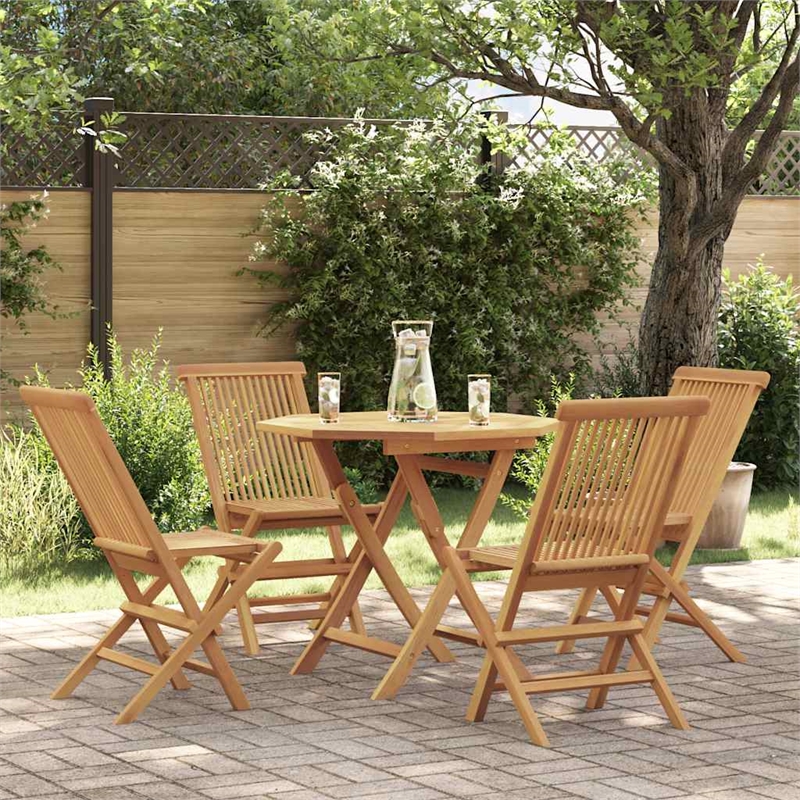 vidaXL Teak Wood Garden Dining Set in Warm Brown