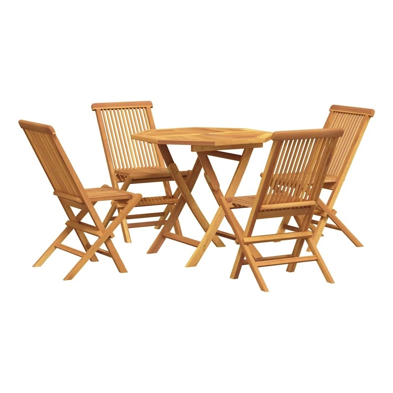 vidaXL Teak Wood Garden Dining Set in Warm Brown