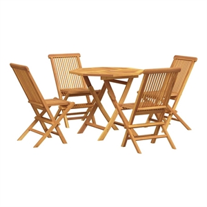 vidaXL Teak Wood Garden Dining Set in Warm Brown