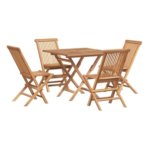 vidaXL Fine Sanded Teak Hardwood Garden Dining Set in Warm Brown