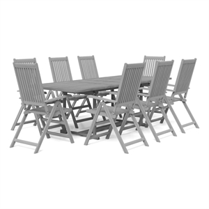 vidaXL Solid Acacia Wood Standard Extendable Garden Dining Set in Grey