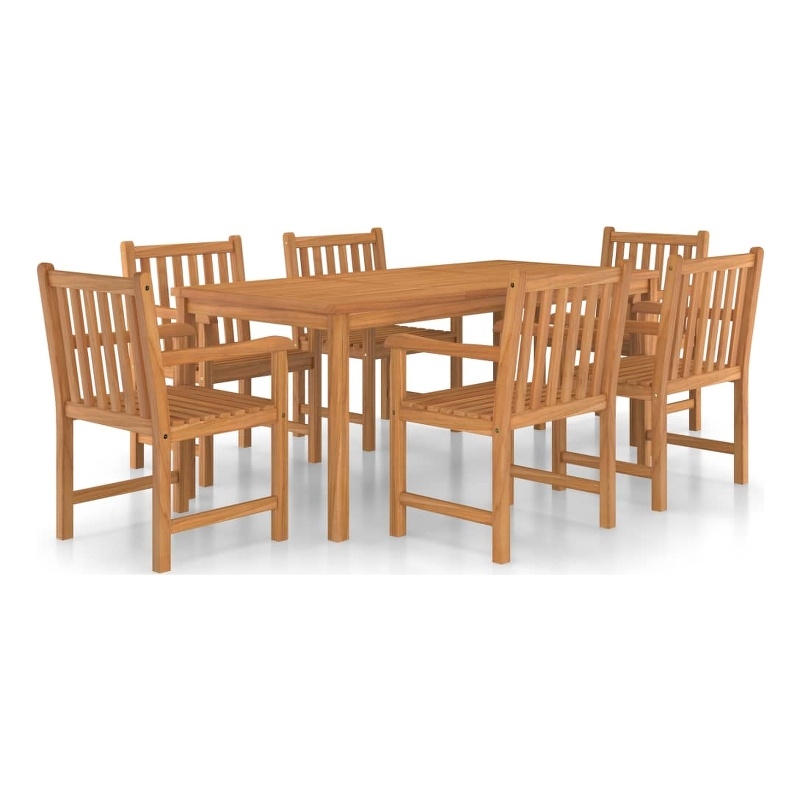 vidaXL Solid Teak Wood Large Garden Dining Set in Natural