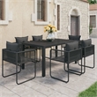 vidaXL PVC Rattan/Powder-Coated Steel/WPC/Aluminum Dining Set in Black