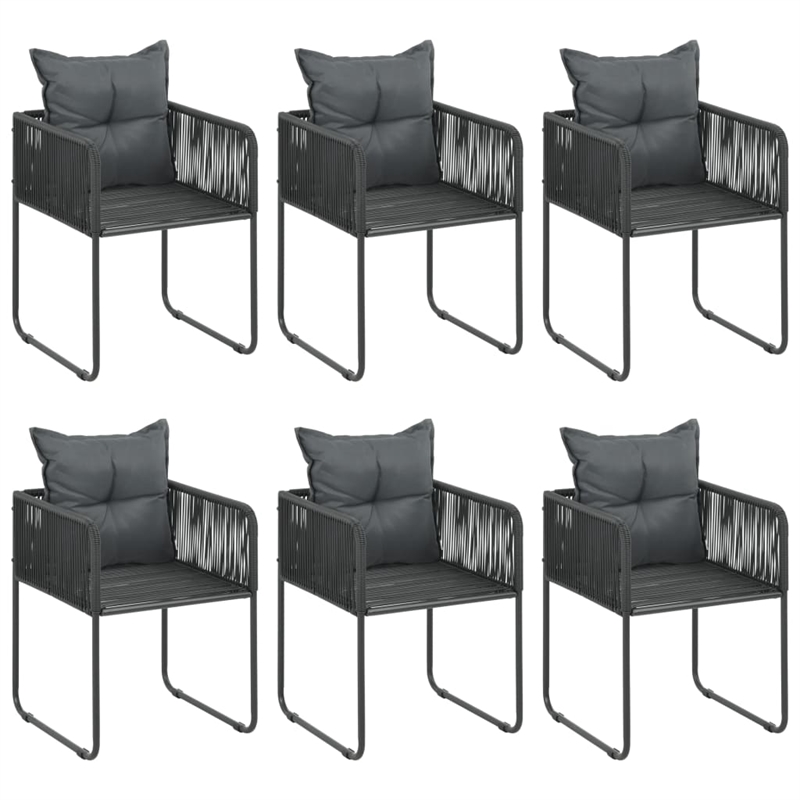 vidaXL PVC Rattan/Powder-Coated Steel/WPC/Aluminum Dining Set in Black