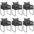 vidaXL PVC Rattan/Powder-Coated Steel/WPC/Aluminum Dining Set in Black