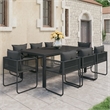 vidaXL PVC Rattan Large Foldable Outdoor Dining Set in Black
