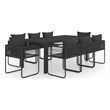 vidaXL PVC Rattan Large Foldable Outdoor Dining Set in Black